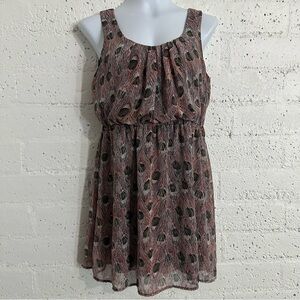 Forever 21 Juniors Dress M Pink Feather Sleeveless Blouson Short U7